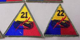 14 pcs. WWII/Korean War Period Armored Division Patches