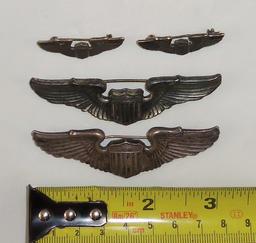 4 pcs. WWII Army Air Corps Pilot Wings