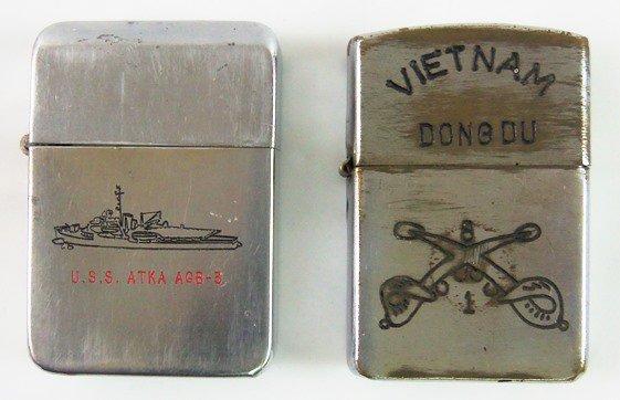 2pcs-Vietnam War Period Engraved Lighters-Zippo And Berkeley (MA43)