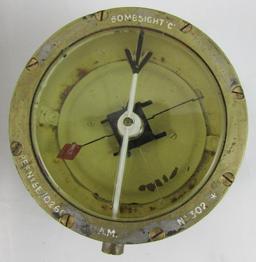 Scarce Pre WW2 Bombsight "C" Compass With Original Wood Case-Fluid Is Present