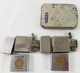 2pcs-1963 & 1983  Military Engraved Zippo Lighters (MA72/44)