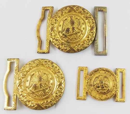 3pcs-WW2 Period USN Officer's Belt Buckles-Rare Brocade Size Included.