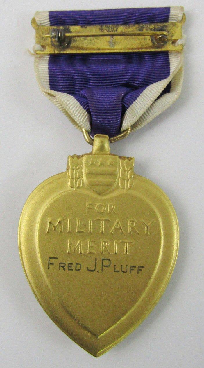 WW2 Government Engraved KIA Purple Heart-Named To Fred J. Pluff