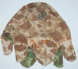 USMC M1 Camo Helmet Cover-HBT With EGA Stencil