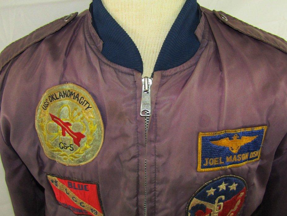 Early MA-1 Style Flight Jacket With USN Squadron/Ship Patches-Named