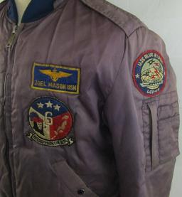 Early MA-1 Style Flight Jacket With USN Squadron/Ship Patches-Named