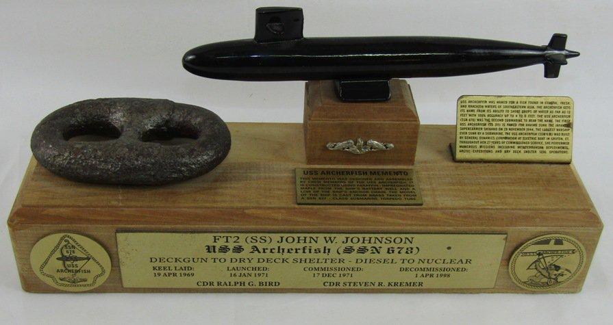 Rare USS Archerfish Submarine Desk Sculpture-Made From Actual Submarine Parts