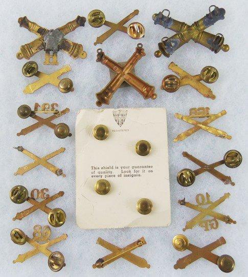 17pcs-Span-Am Through WW2 US Artillery Metal Insignia