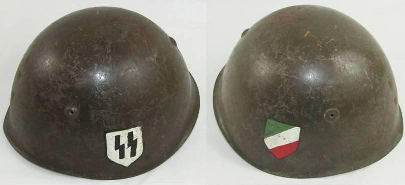 WW2 Italian M33 Helmet With Hand Painted SS Insignia