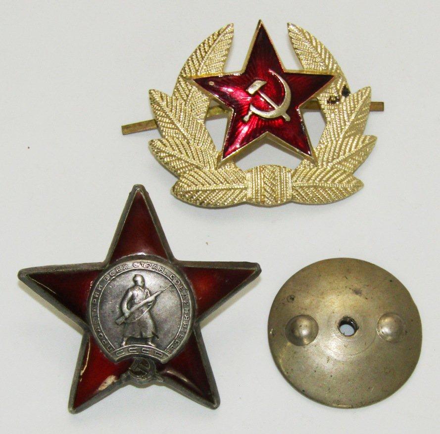 2pcs-WW2 Russian Order Of the Red Star/Numbered-Cap Device