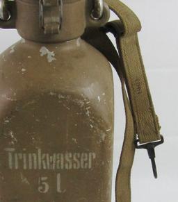 WW2 German 5 Liter Aluminum "Trinkwasser" Water Bottle W/Tropical Finish