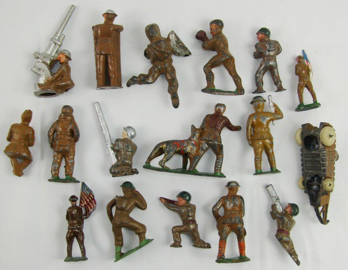 17pcs-WW1-1920's Metal Toy Soldiers