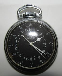 2pcs-Pre Vietnam War  4992B G.C.T. Navigator Pocket Watch With WW2 Metal Suspension Carry Case