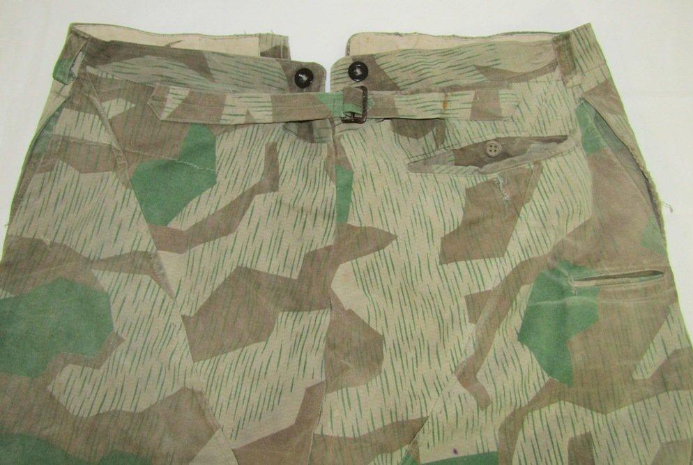 WW2 Combat Worn German Army Soldier's Splinter Pattern Camo Field Pants.