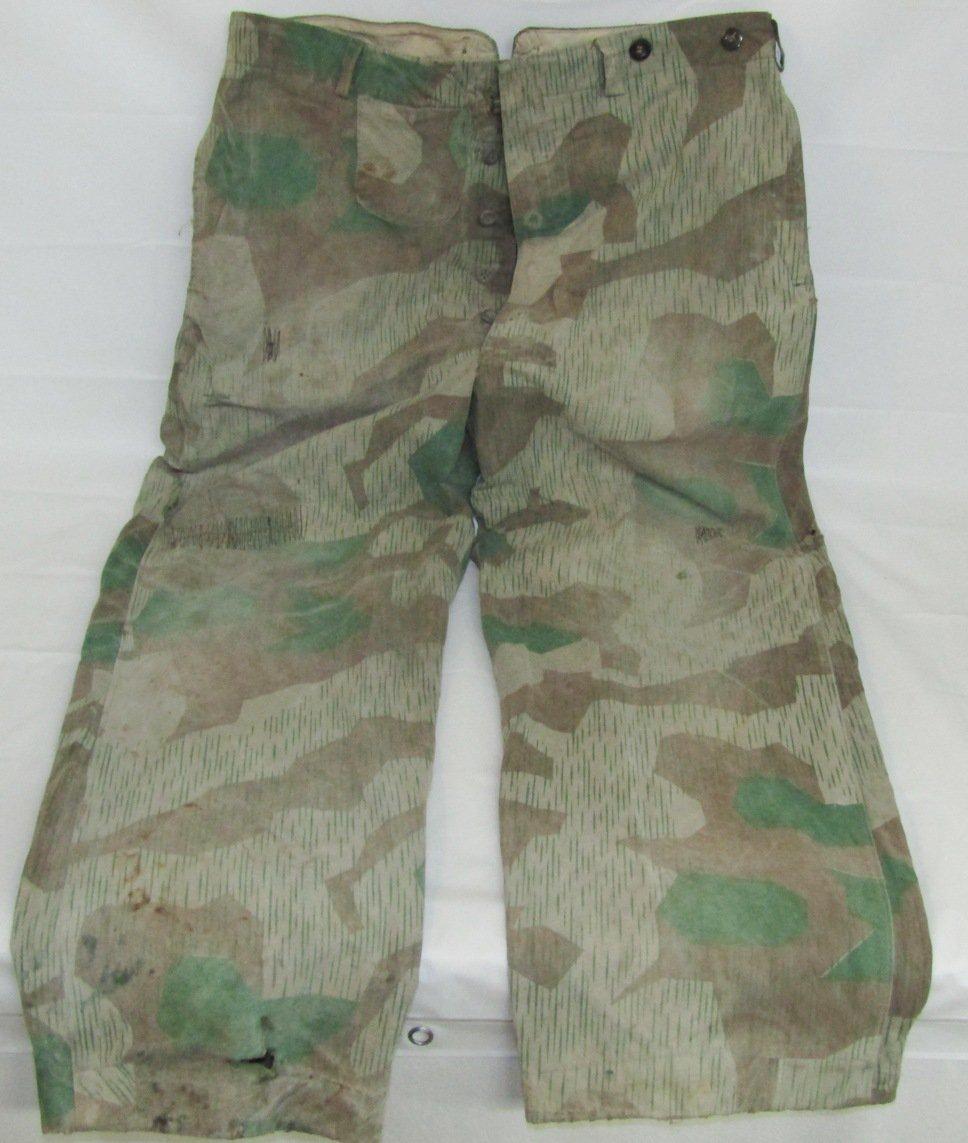 WW2 Combat Worn German Army Soldier's Splinter Pattern Camo Field Pants.