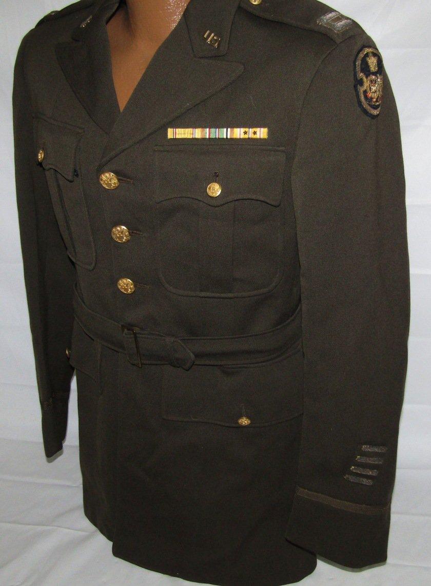 WW2 U.S. Class A Officers Uniform With Bullion Rank Insignia/Mission To Iran Patch-Named