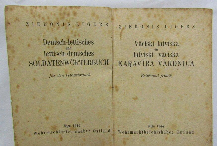 WW2 Waffen SS Foreign Volunteers "Latvian" Arm Shield/Latvian-German Soldier's Dictionary