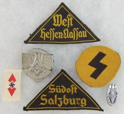 6pcs-Misc Hitler Youth Insignia- District Patches-Rally Pins