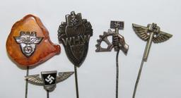 5pcs-Misc WW2 German Stickpins-NSBO-WHW Etc.