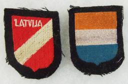 2pcs-WW2 Waffen SS Foreign Volunteer Arm Shields-Latvia/Holland