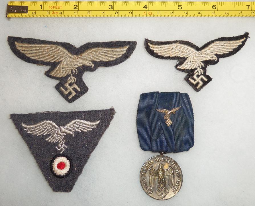 4pcs-WW2 Luftwaffe Breast/Cap Eagles-4yr Service Medal