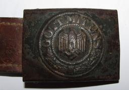 WW2 Wehrmacht Coastal Artillery Belt Buckle With Leather Tab For EM