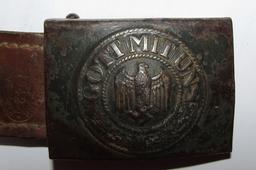 WW2 Wehrmacht Coastal Artillery Belt Buckle With Leather Tab For EM