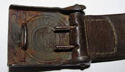 WW2 Wehrmacht Coastal Artillery Belt Buckle With Leather Tab For EM