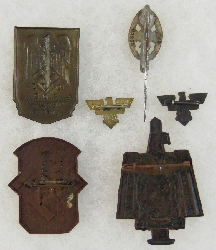 6pcs Misc. WW2 German Pins/Rally Badges/Stickpin