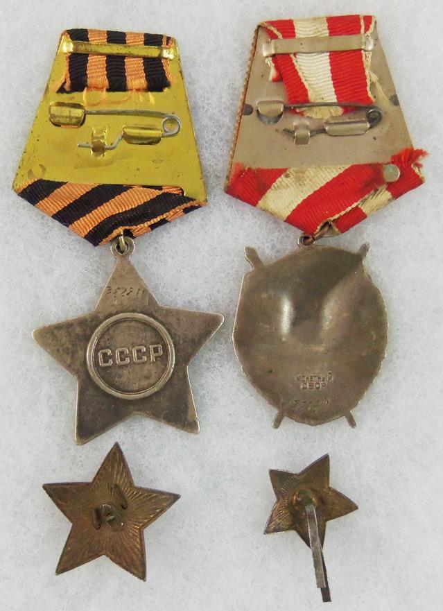 4pcs-WW2 Russian Medals-Enamel Red Star Cap Devices