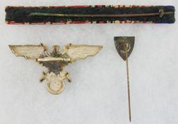 3pcs-WW1/WW2 German Veterans Stickpin-Cap Eagle-Ribbon Bar