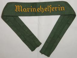 Scarce WW2 Kriegsmarine Female Auxiliary "Marinehelferin" Cuff Title-Coastal Artillery?