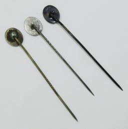 3pcs-Scarce Set Of Gold-Silver-Black Wound Badge Stickpins