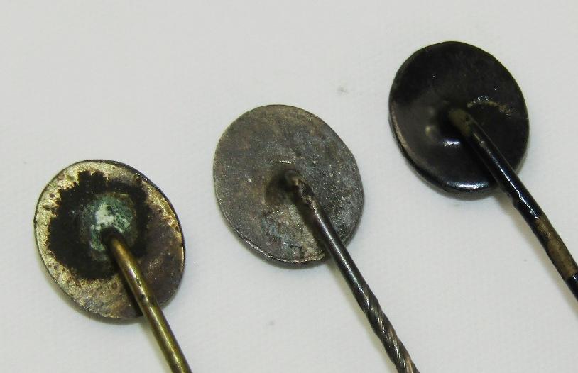 3pcs-Scarce Set Of Gold-Silver-Black Wound Badge Stickpins
