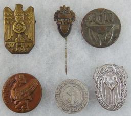 6pcs-Misc. WW2 German Rally Badges