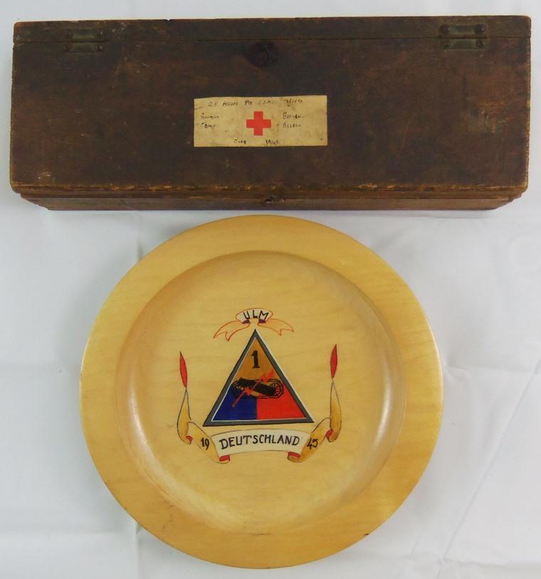 2pcs-WW2 US Trench Art Bowl And Red Cross Box Recovered From Bergen-Belsen Camp