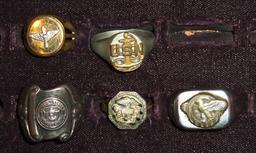 5pcs-Misc WW2 Military Men's Rings-Maritme Service-USN AAC-Ruptured Duck