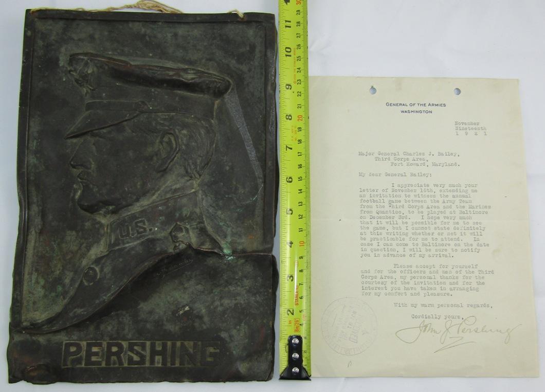 General Pershing Plaque Device-Typed Letter With Original Signature.