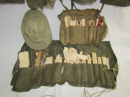 6pcs-WW2 U.S. C-1 Survival Vests-HBT Sun Hat-Survival Fishing Kits