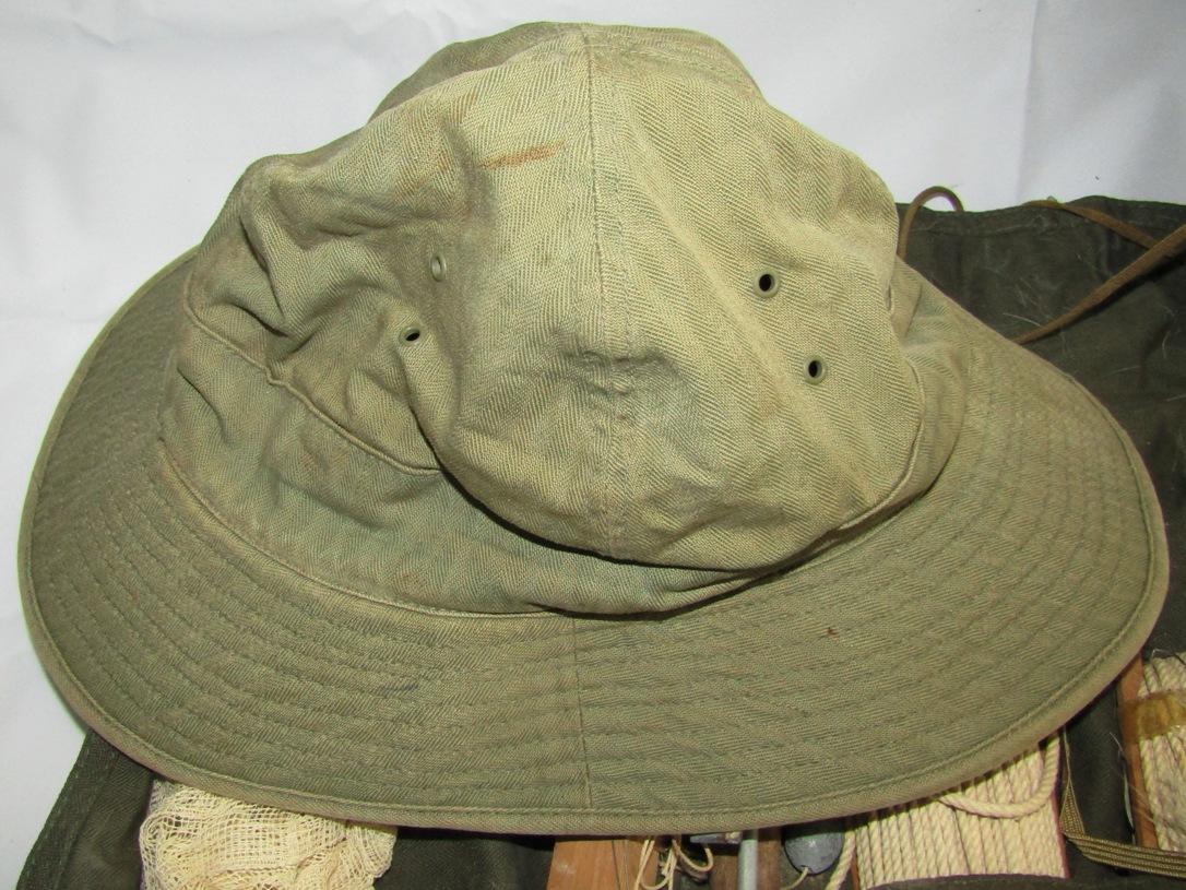 6pcs-WW2 U.S. C-1 Survival Vests-HBT Sun Hat-Survival Fishing Kits