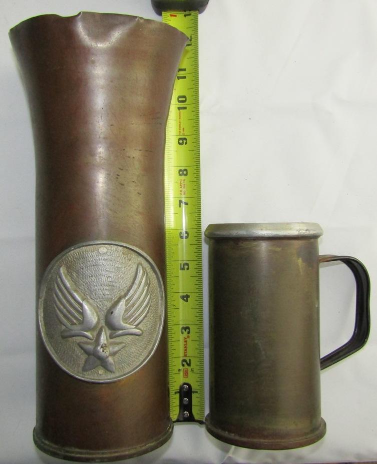 2pcs-WW2 Shell Trench Art-AAF North Africa Campaign Vase-Trench Art Mug