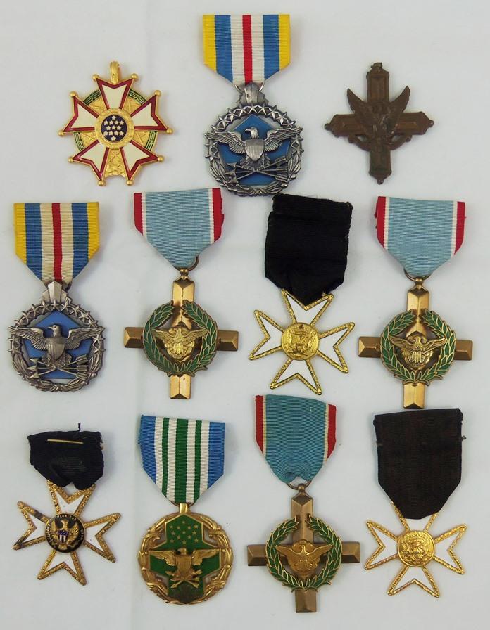 11pcs-U.S. Medal Grouping-Air Force Valor Cross-Military Merit-Superior Service Etc.