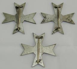 3pcs-WW2 Period 1st Class War Merit Crosses W/O Swords-S & L