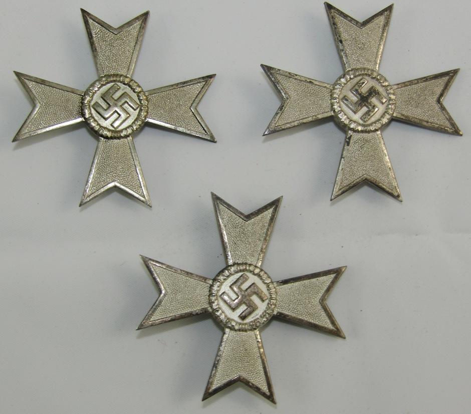 3pcs-WW2 Period 1st Class War Merit Crosses W/O Swords-S & L