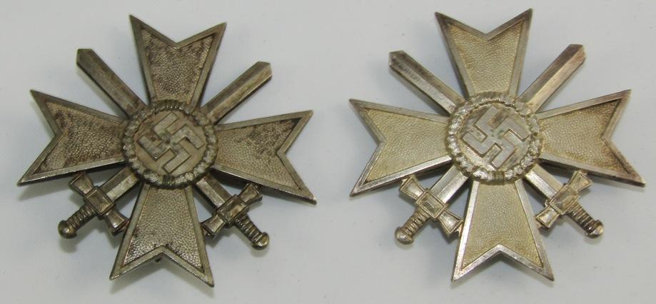 2pcs-WW2 War Merit Crosses 1st Class With Swords-One is Screw Back