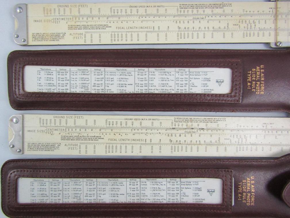 4pcs-1920's Addometer W/Case-2 Type A-1 USAF Aerial Photo Slide Rules-Occupied Japan Slide Rule