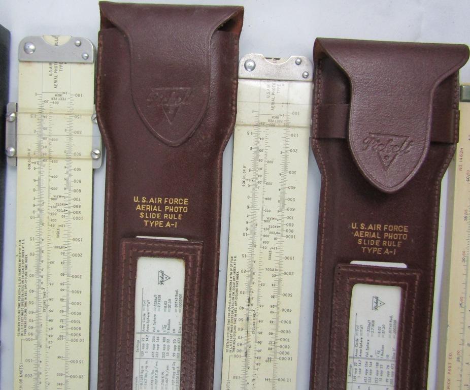 4pcs-1920's Addometer W/Case-2 Type A-1 USAF Aerial Photo Slide Rules-Occupied Japan Slide Rule