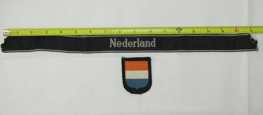 2pcs-SS Panzer Grenadier Foreign Volunteer Nederland Cuff title-Waffen SS Dutch Arm Shield