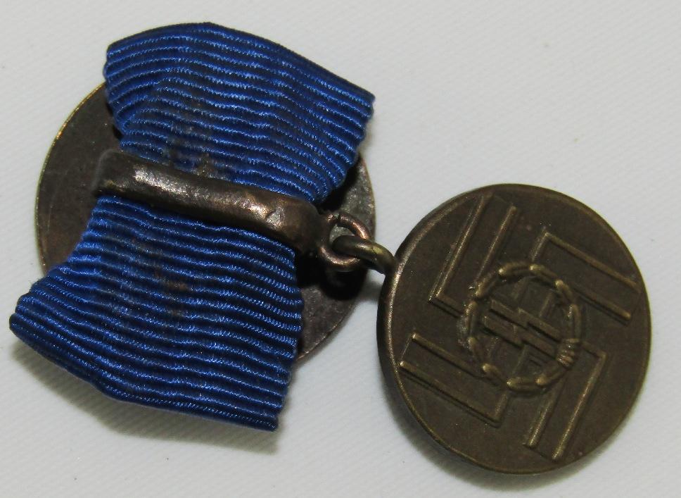 Rare Miniature 8 Year SS Service Medal For The Lapel Button