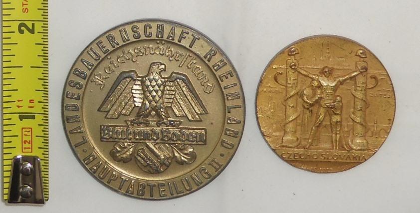 2pcs-Small WW2 German Coin Size Medallions